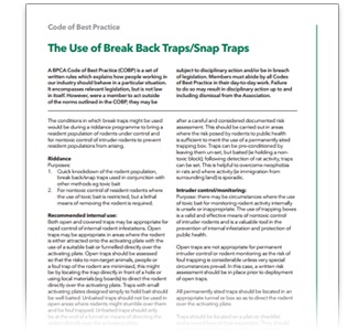 The use of Snap back traps COBP The use of Snap back traps COBP